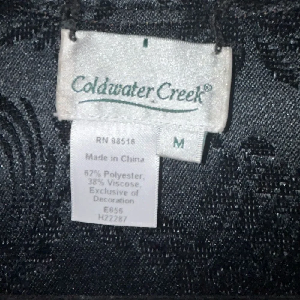 Vintage Coldwater Creek Open Front Jacquard Tapestry Long Sleeve Jacket Coat